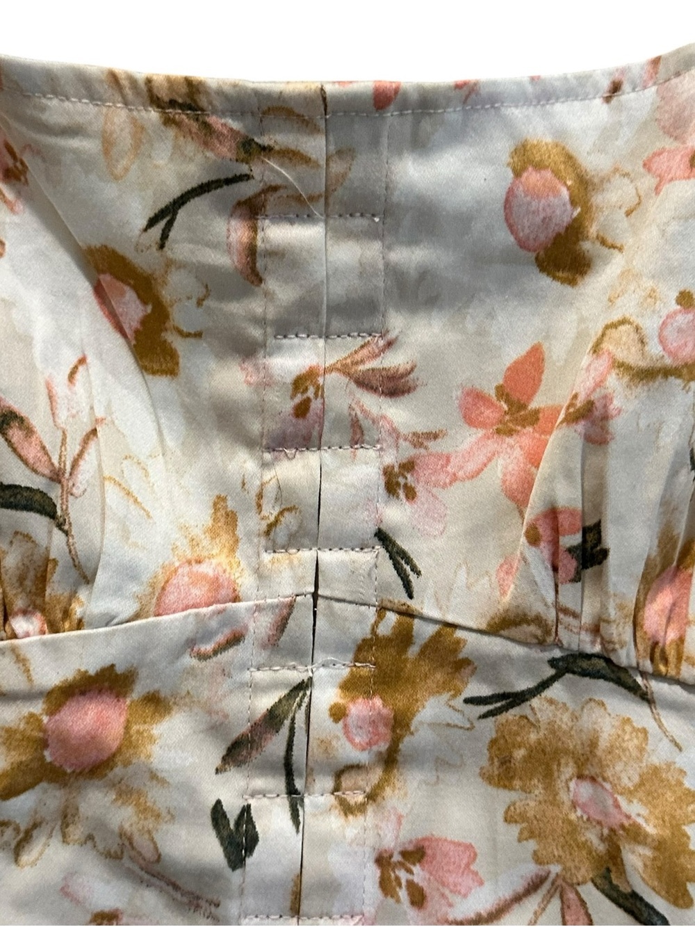 Forever 21 Cream Floral Adjustable Straps Corset Crop Top Women’s Size Medium - Picture 2 of 9